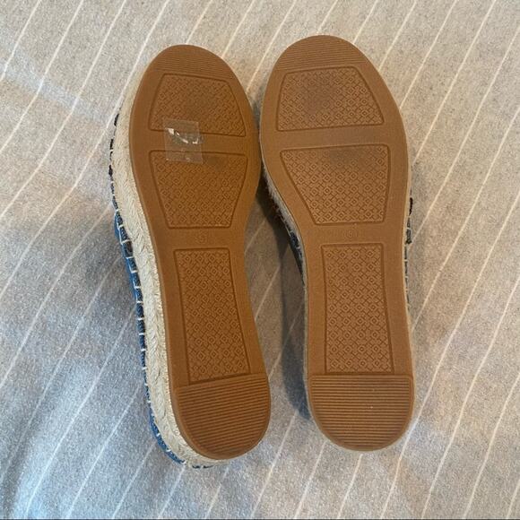 Tory Burch Slip On Platform Espadrille Shoes Sailing Coastal NEW Blue Womens 5 - Picture 8 of 12